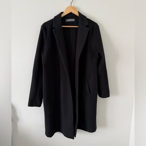 Long Black Open Front Coat (size small)